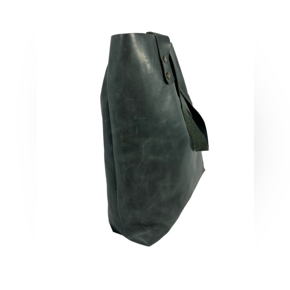 Genuine handmade MILES & LOUIE hunter green leather tote bag shopper shopping - Picture 9 of 13